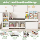 Kids Bookcase with Reading Nook 4-in-1 Standing Toy Organizer-White