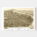 Vintage Map of Chattanooga, Tennessee 1886