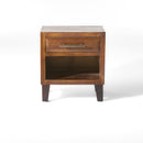 End Table in Brown Acacia Wood with Storage Drawer and Shelf by HouseOfZazla