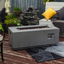 Propane Gas Fire Pit Table, 50000 Btu Rectangular With Glass Wind Guard For Outside - Gray by HouseOfZazla
