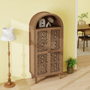 Tall Kitchen Pantry Cabinet With Hollow Carved Doors Adjustable Shelves Versatile Storage Cabinet For Kitchen - Walnut by HouseOfZazla