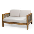 Outdoor 4 Seater Acacia Wood Chat Set With Wicker Accents And Cushions by HouseOfZazla