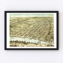 Vintage Map of Clarksville, Tennessee 1870