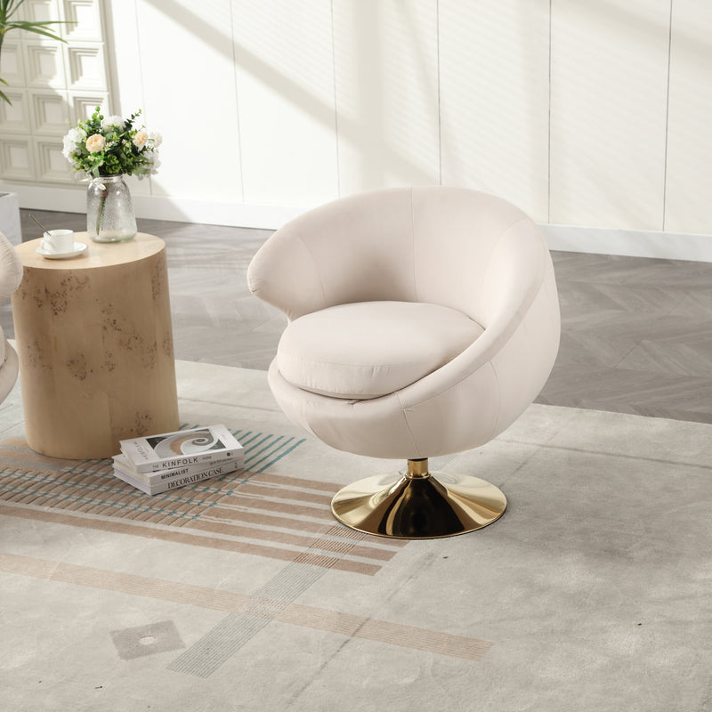 360 Degree Swivel Cuddle Barrel Accent Chairs, Round Armchairs with Wide Upholstered, Fluffy Fabric Chair for Living Room, Bedroom, Office, Waiting Rooms