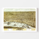 Vintage Map of Memphis, Tennessee 1870