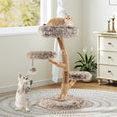 Cat Tree Solid Pear Wood with Perch and Natural Jute Scratching Posts-Brown by LJGDeals