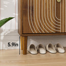 Slim Shoe Storage Cabinet with 2 Flip Drawers & Gold Handles
