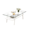 Rectangle Coffee Table, Tempered Glass Tabletop With Metal Legs, Modern Table For Living Room by HouseOfZazla