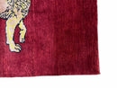 3 X 5 Handmade New Vintage Rug Quality Wool Lion Red Veggy Dyes Hand-Knotted