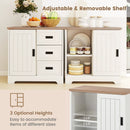 Farmhouse Sideboard Buffet Cabinet Kitchen Pantry with Sliding Doors-White by LJGDeals