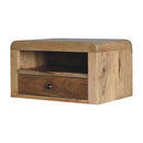 Chunky Floating Bedside, 1-Drawer, 1 Open Slot, Oak-ish