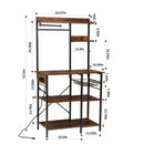 Bakers Rack With Power Outlet, Coffee Bar With S-Shaped Hooks, Kitchen Shelf With Wire Basket - Black / Brown by HouseOfZazla