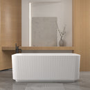Rectangle Linear Freestanding Soaker Tub With Pop Up Drain, Double Wall Insulated Construction - Gloss White by HouseOfZazla
