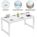 Executive Desk, Large Office Computer Workstation With Thick Frame - White by HouseOfZazla