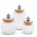 Fleur De Lis Knob Glass Canisters by Arthur Court Designs