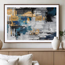 Blue and Gold Abstract Canvas Wall Art – Triptych Modern