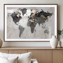 Abstract Map Printing - Modern World Map Canvas Wall Art for