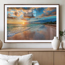 Sunset Beach Canvas Wall Art – Tropical Triptych Seascape