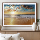 Golden Sunset Beach Print Canvas Wall Art, Giclee Canvas