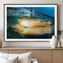 Ocean Wave at Sunset Canvas Art, Large Wall Print of Vibrant