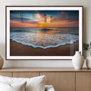 Sunset Beach Canvas Wall Art – Colorful Ocean Waves Triptych