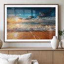 Golden Sunset Beach Triptych Canvas Art, Giclee Coastal Wall by MyGreatCanvas | Canvas Wall Art Prints | Photo Prints & Wall Decor