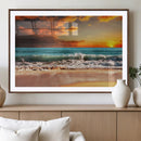 Golden Sunset Beach Canvas Wall Art – Triptych Seascape