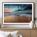 Sunset on Beach Wall Art Ocean Beach Canvas Print