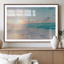 Tranquil Ocean Beach Sunset Canvas Wall Art | 3-Panel