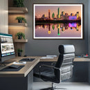 Colorful Dallas City Lights Night Skyline Wall Art Print