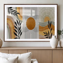 Modern Boho Sun and Leaf Abstract Art – 3-Panel Giclée
