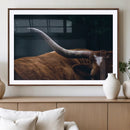 Texas Longhorn Bull Wall Art Canvas Print - Large Framed