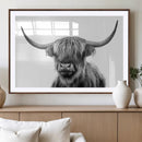 Grayscale Scottish Highland Cow Cattle Art Print Farmhouse by MyGreatCanvas | Canvas Wall Art Prints | Photo Prints & Wall Decor