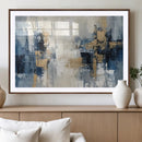 Modern Abstract Canvas Wall Art in Blue and Gold Tones |