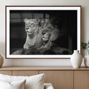 Lion Couple Wall Art Canvas Print – Elegant Black and White