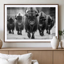 American Bison Art | Buffalo Herd Wall Art Canvas Print, BW