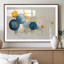 Geometric Blue Orange Abstract Wall Art Canvas, Geometric