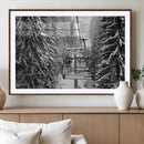 Winter Ski Lift Black and White Canvas Wall Art – Alpine