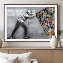 Banksy Art Behind the Curtain Street Wall Art Canvas Print |