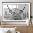 Rustic Charm | Cow Longhorn Black White Bighorn Wall Art by MyGreatCanvas | Canvas Wall Art Prints | Photo Prints & Wall Decor