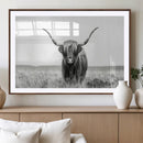 Highland Cow Canvas Wall Art – Majestic Beauty in Black and
