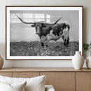 Texas Black White Highland Longhorn Cow Wall Art Canvas by MyGreatCanvas | Canvas Wall Art Prints | Photo Prints & Wall Decor
