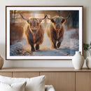 Scottish Highland Cow Horn Farm Wall Art Canvas Print