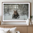 Grizzly Bear Wall Art – Framed Snowy Forest Canvas Artwork, by MyGreatCanvas | Canvas Wall Art Prints | Photo Prints & Wall Decor