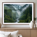 Mountain Forest River Canvas Wall Art Print - Serene Nature