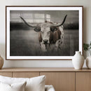 Texas Longhorn Cow Canvas Wall Art Print - Large Rustic
