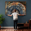 Framed Tree Ring Wall Art - Abstract Colorful Tree Ring Wall