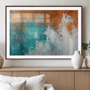 Vintage Abstract Print - Bold Teal and Orange Canvas Wall