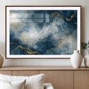 Large Abstract Print - Luxe Blue and Gold Abstract Canvas