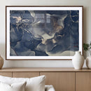 Large Abstract Blue and Gold Canvas Wall Art Fluid Ink